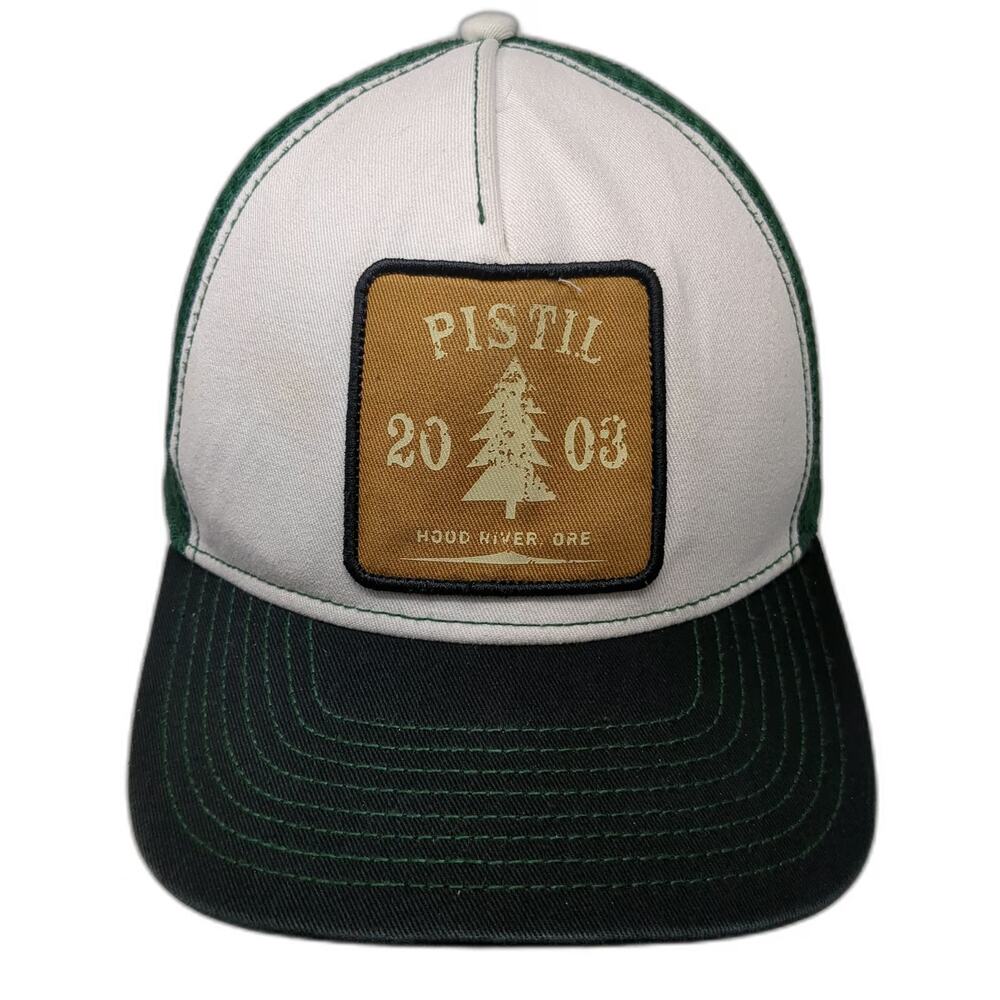 Pistil Trucker Hat One Size Green White Mesh Snapback Pine Tree Hood River Ore